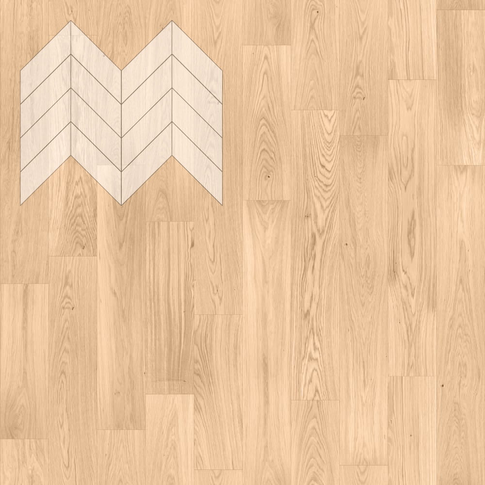 Паркет Елка Французская Lab Arte Chevron Дуб Селект Блонд лак 600/450х150х14/3/45°