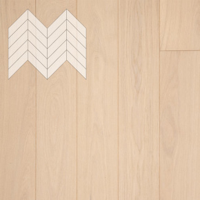 Паркет Елка Французская Lab Arte Chevron Дуб Селект Лана лак 600/475х125х14/3/45° в интерьере