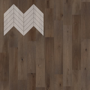 Паркет Елка Французская Lab Arte Chevron Дуб Рустик Кайт лак 600/490х110х14/3/45° в интерьере